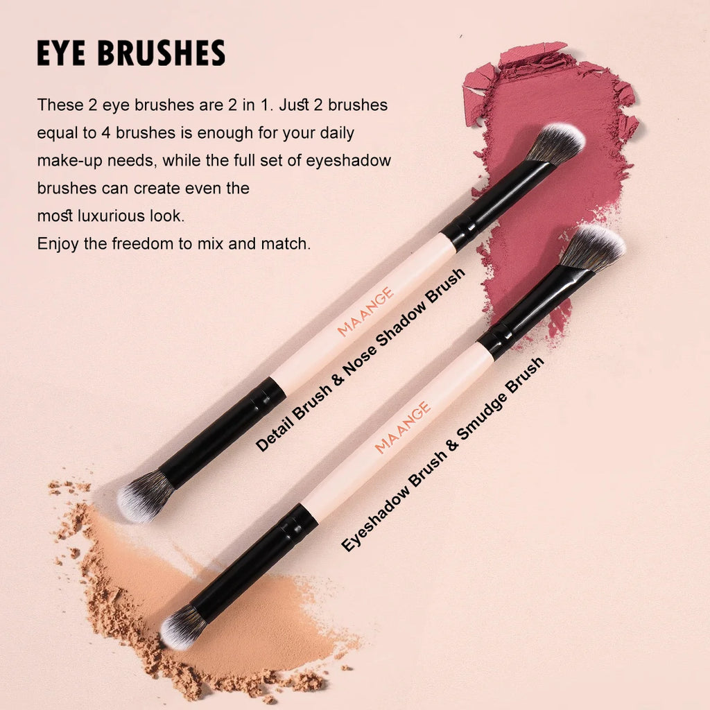 MAANGE 4-Piece Double-Ended Makeup Brush Set | Travel Kit Makeup Brush Set QXL