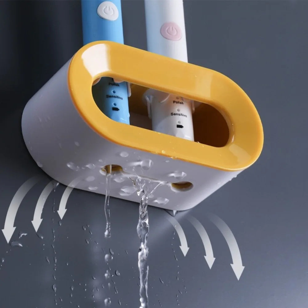 No-Drill Wall Mount Toothbrush Holder – Couple Set Toothbrush Wall Holder QXL
