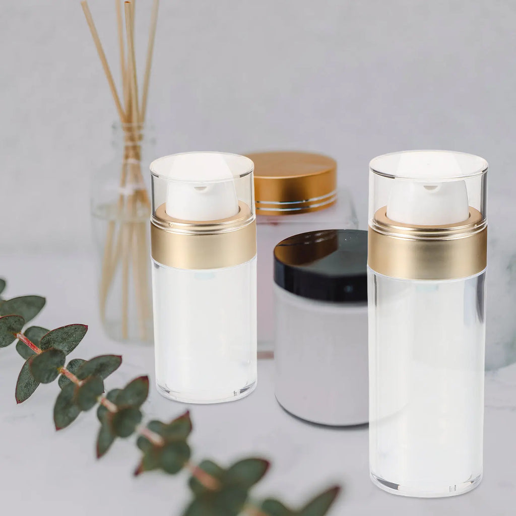 4-Pack Airless Pump Bottles 30ml 50ml | Refillable Travel Skincare Airless Pump Bottles QXL