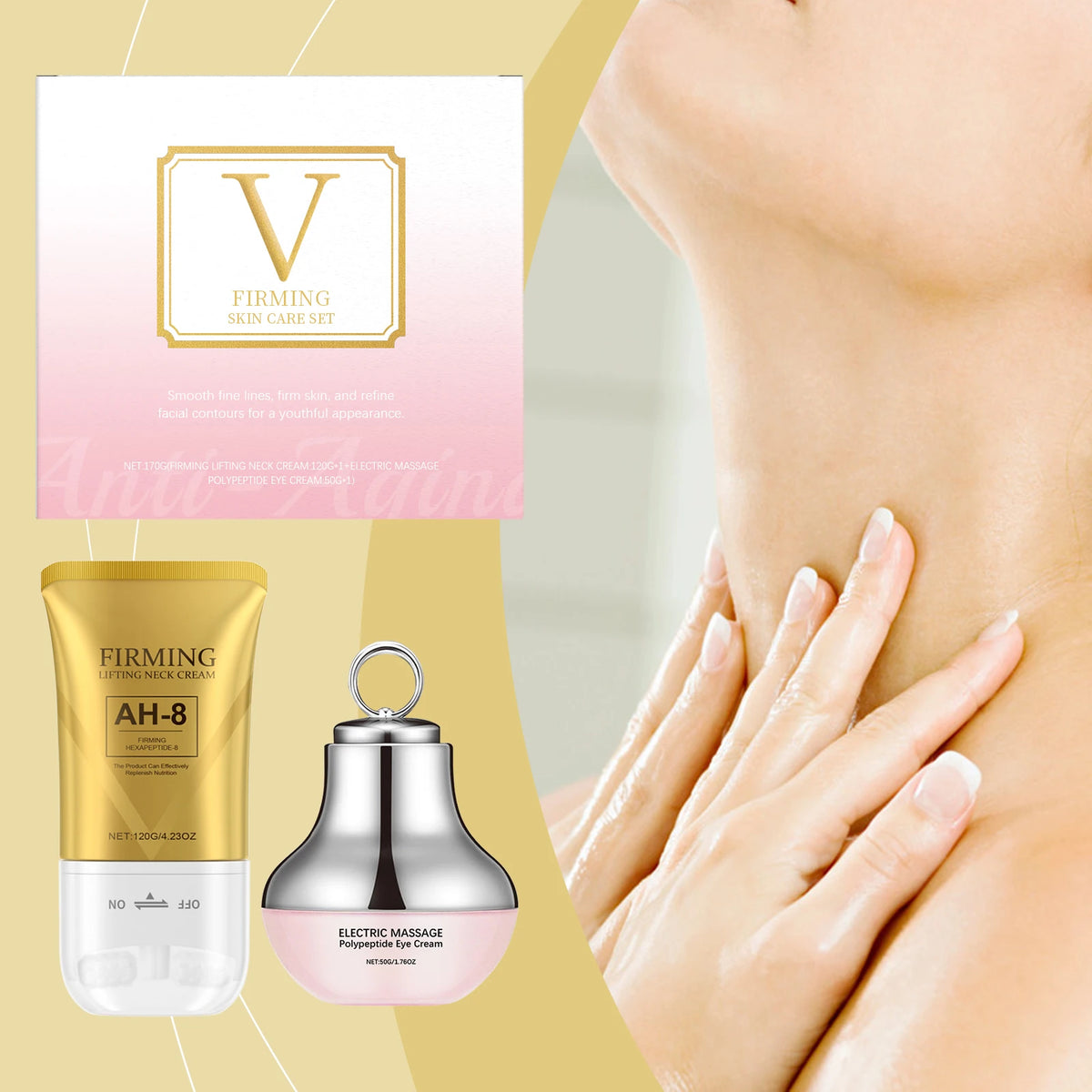 Polypeptide Firming Eye & Neck Cream Set | Electric Massage Firming Skincare Set QXL