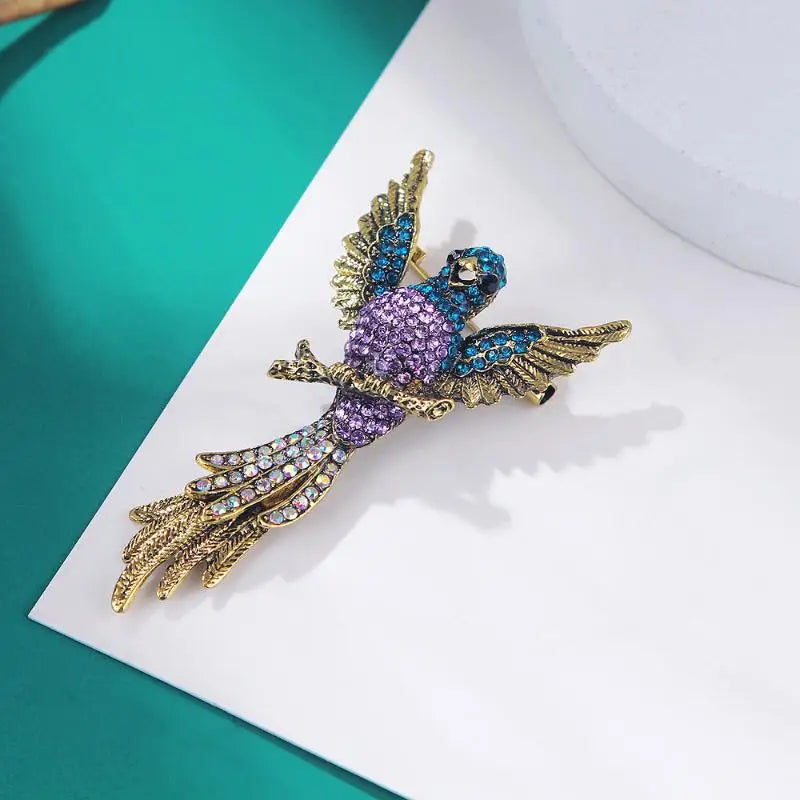 Full Crystal Hummingbird Brooch for Women | Luxury Animal Pin Crystal Animal Brooch QXL