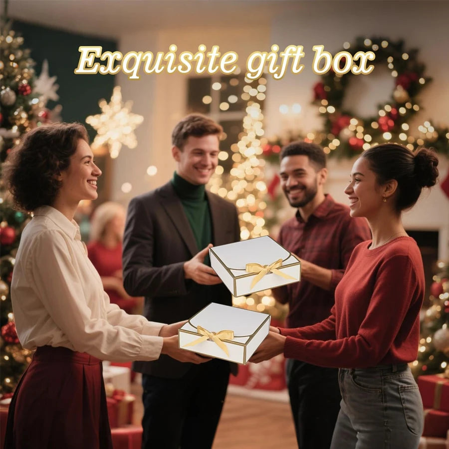 White Gift Boxes with Lids & Gold Ribbon | 20 or 60 Pack Gift Boxes QXL