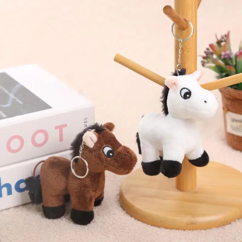 Plush Cartoon Pony Keychain | Stuffed Horse Backpack Charm Plush Keychain Charm QXL