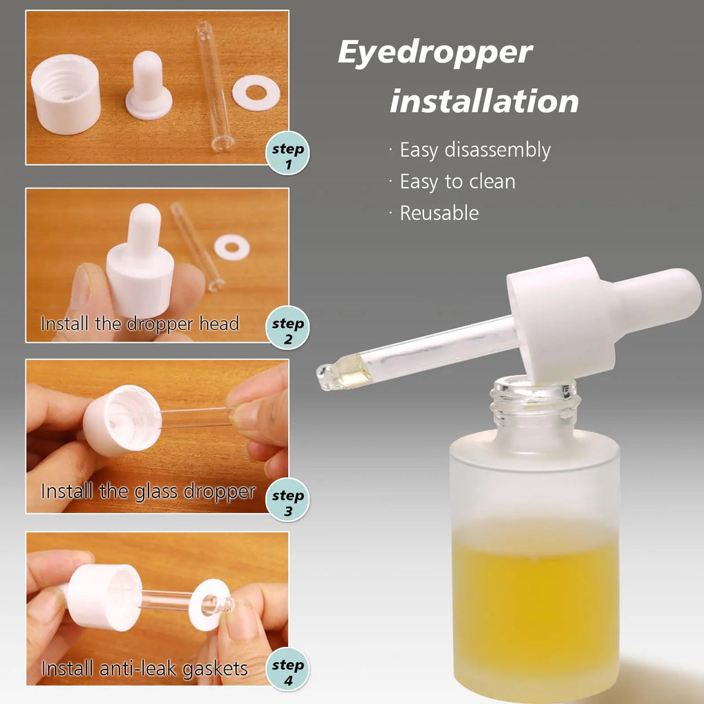 20-Pack Frosted Glass Dropper Bottles 30ml | Essential Oil Set Glass Dropper Bottles QXL