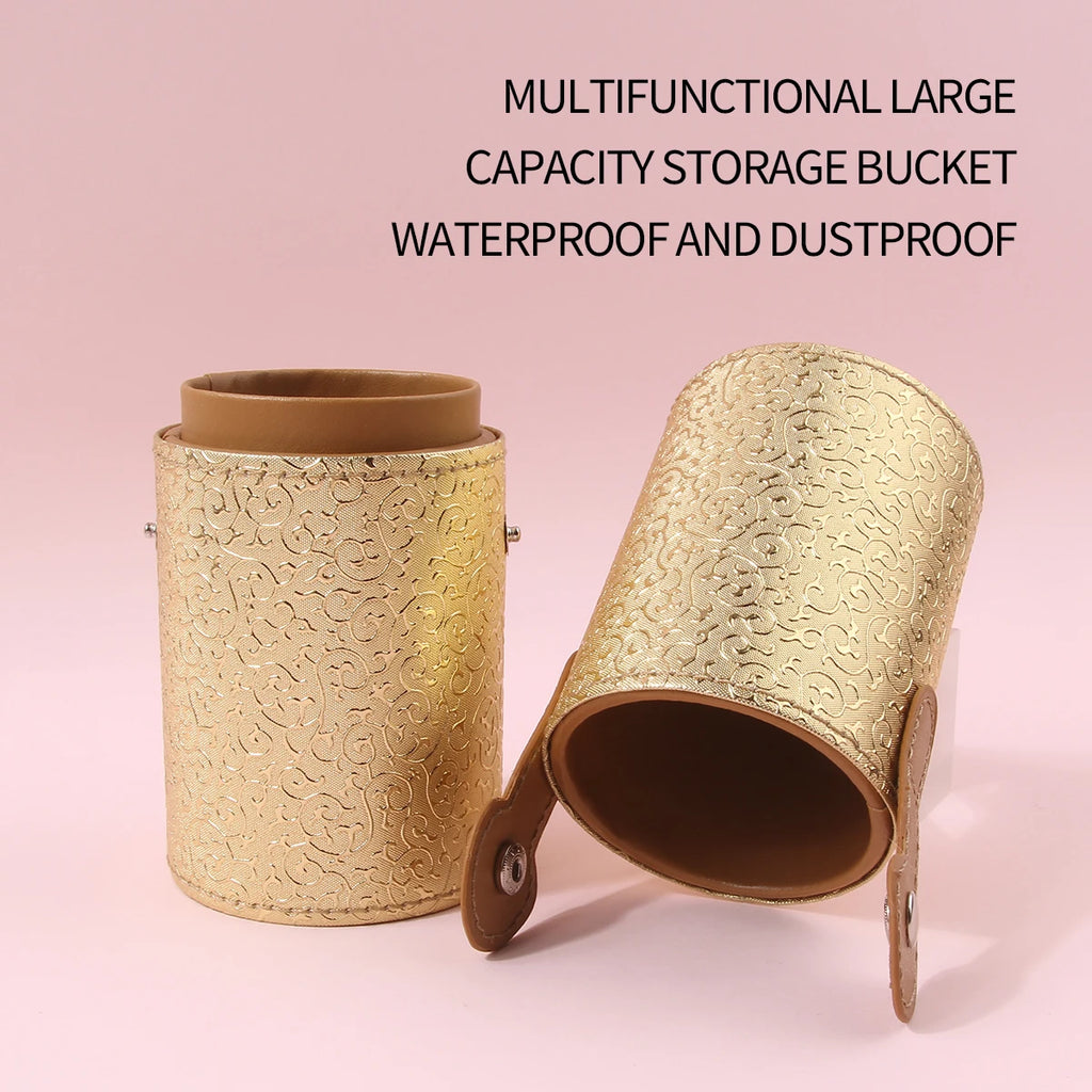 KOSSHOW Gold Makeup Brush Holder – Dustproof Large Brush Pot Makeup Brush Holder QXL