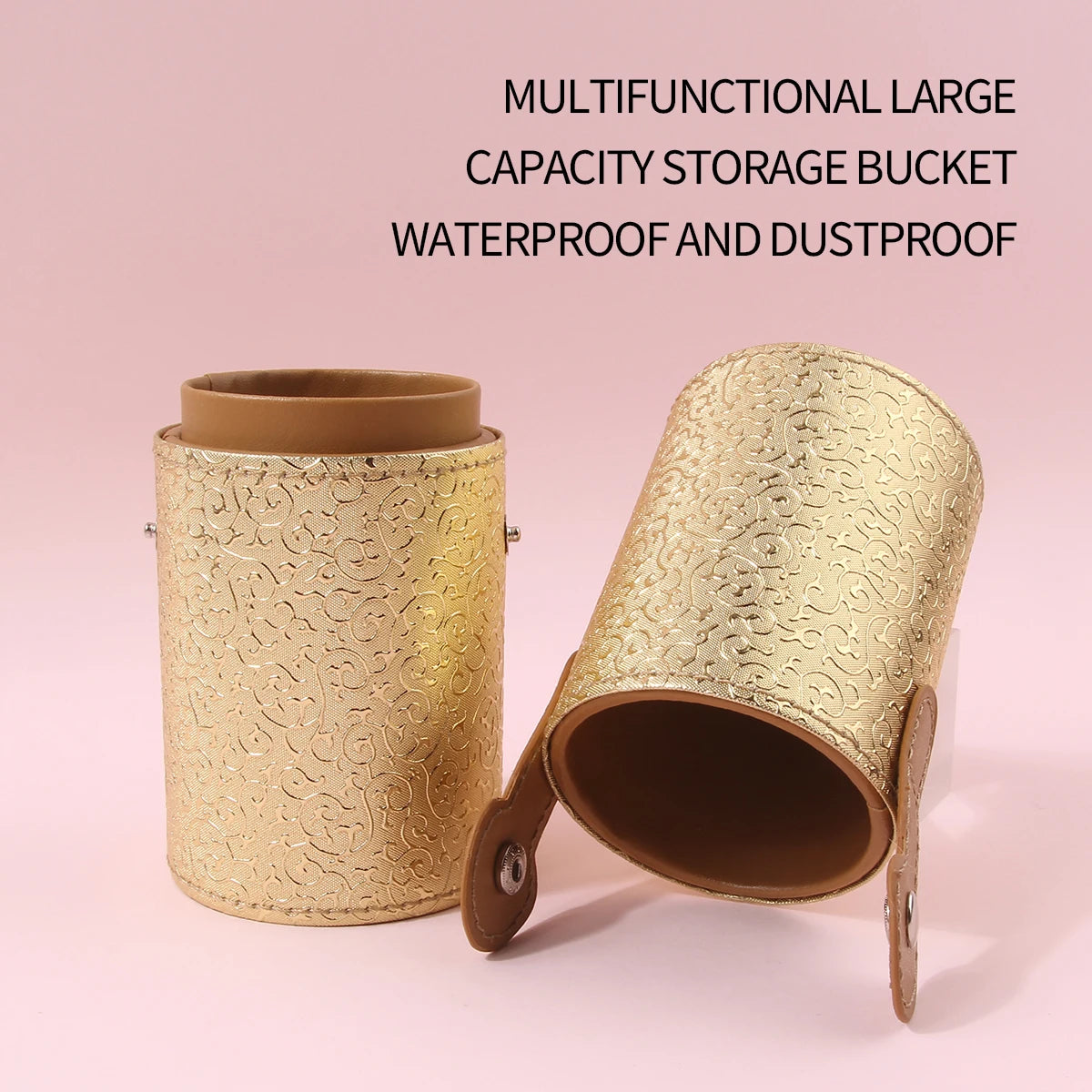 KOSSHOW Gold Makeup Brush Holder – Dustproof Large Brush Pot Makeup Brush Holder QXL