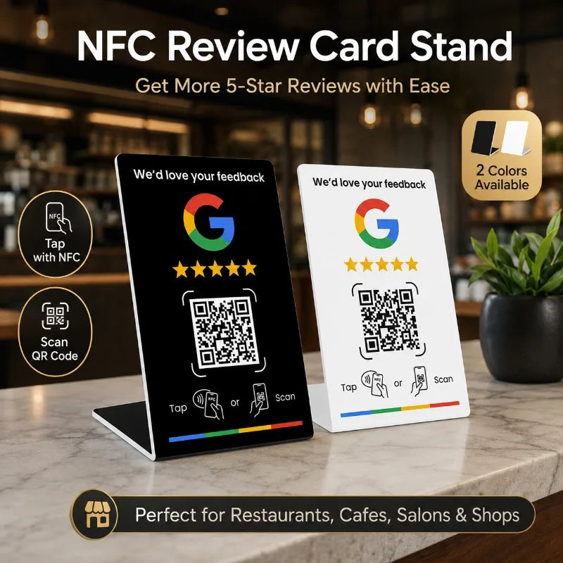 NFC Review Card Stand | NTAG215 Chip & Dynamic QR Code NFC Review Stand QXL