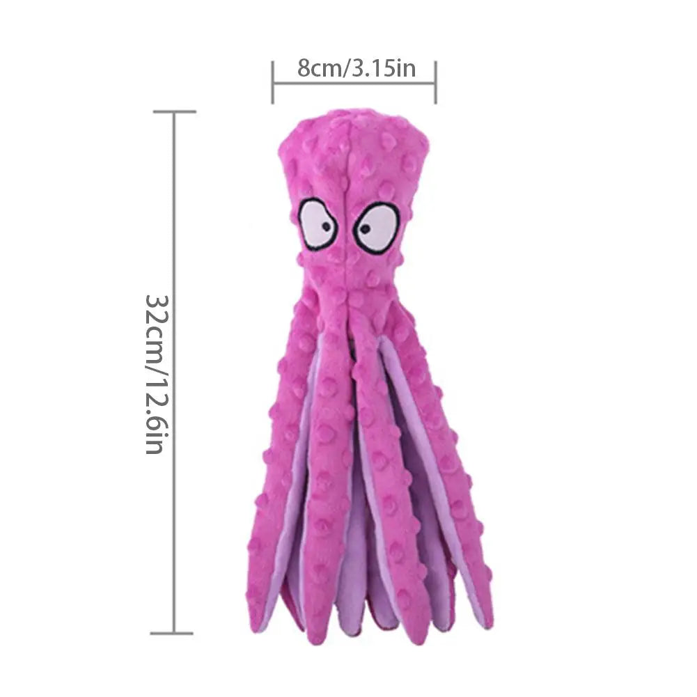 Squeaky Octopus Plush Dog Toy | No-Stuffing Crinkle Chew Squeaky Plush Dog Toy QXL