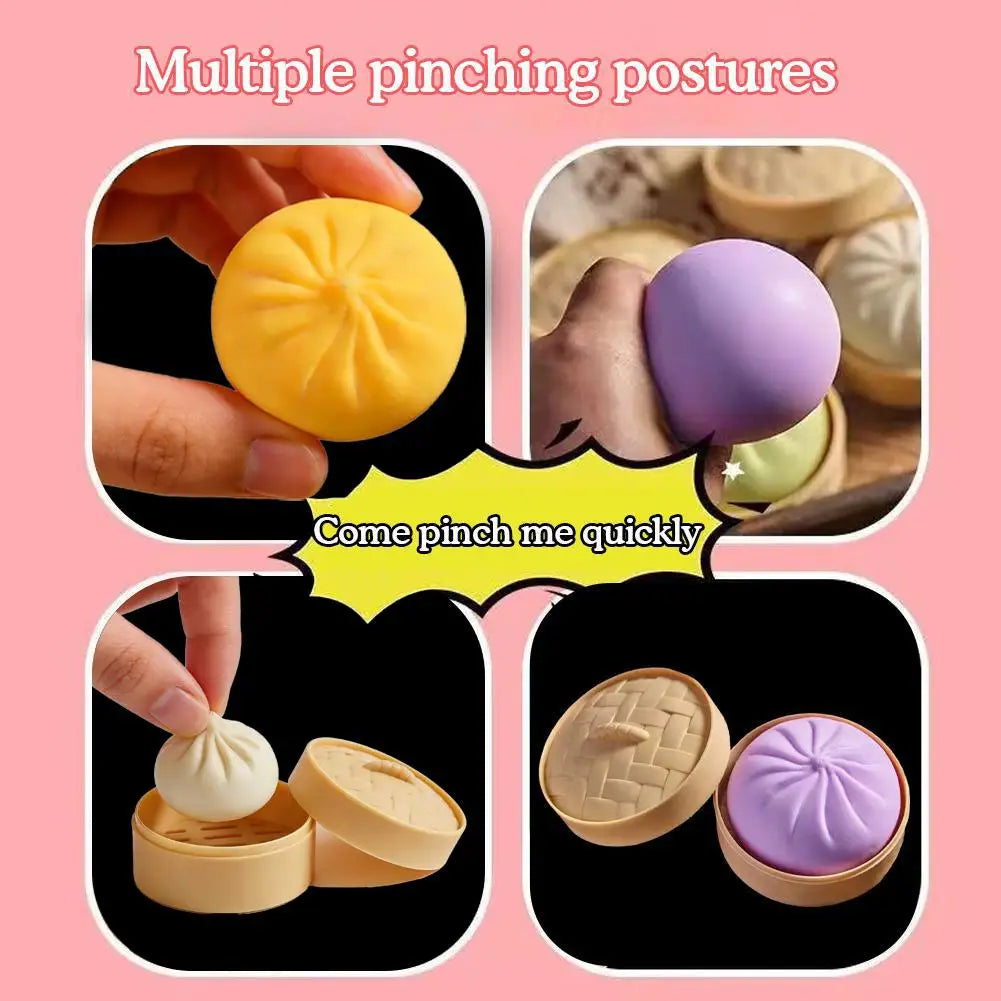 Dumpling Squishy Toy | Steamed Bun Squeeze Fidget Ball Squishy Fidget Toy QXL