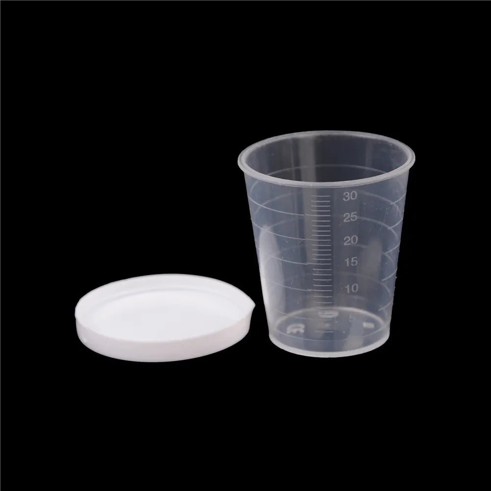 10-Pack 30ml Graduated Plastic Measuring Cups with Caps Measuring Cups QXL