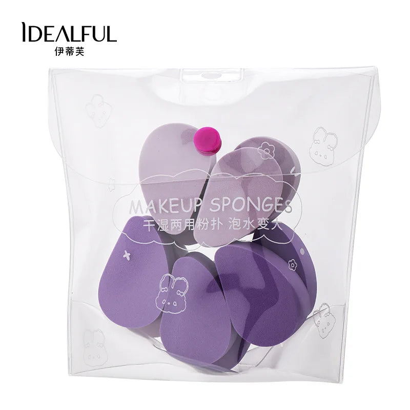 10-Piece Makeup Sponge & Powder Puff Set | Dry & Wet Use Makeup Sponge Set QXL purple Pack of 10