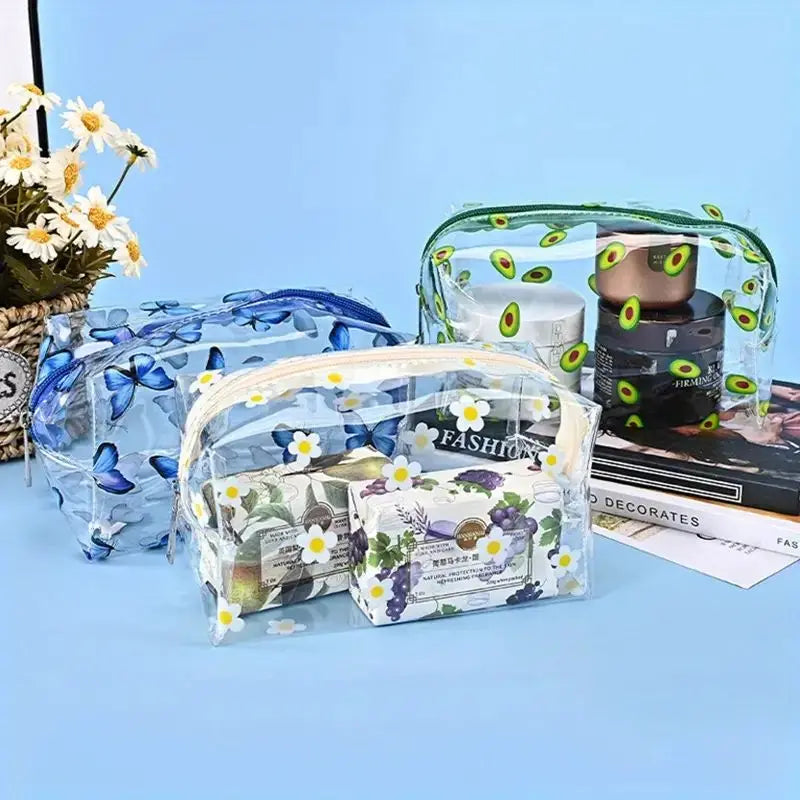 Large Capacity Floral Transparent PVC Pencil Case | Waterproof Pencil Case QXL