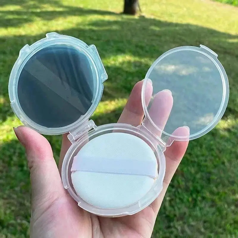 Double-Layer Folding Powder Puff Storage Box | Portable Clear Case Powder Puff Storage Box QXL