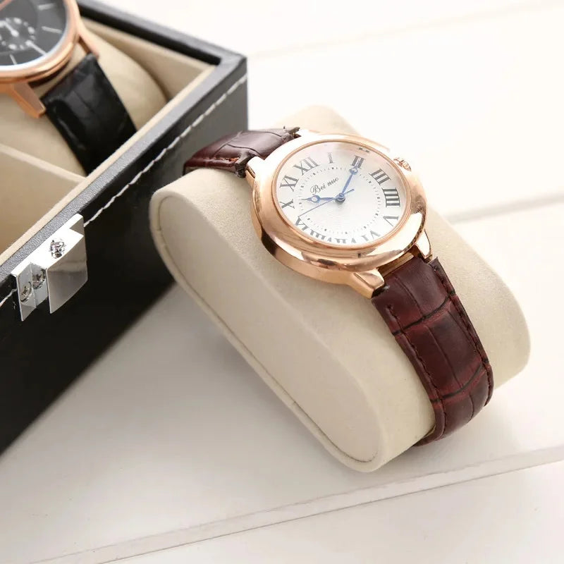 6-Slot PU Leather Watch Box with Glass Lid – Display & Storage Watch Display Box QXL