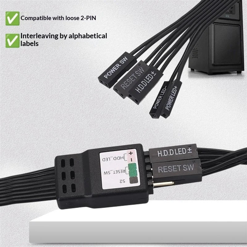 Motherboard 9-Pin Front Panel Extension Cable 20/30/50cm PC Header Extension Cable QXL