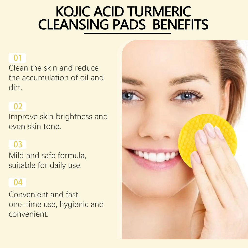 Turmeric Kojic Acid Cleansing & Exfoliating Pads | Eelhoe Facial Cleansing Pads QXL