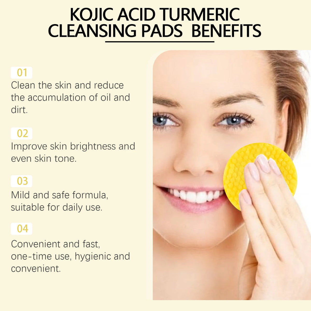 Turmeric Kojic Acid Cleansing & Exfoliating Pads | Eelhoe Facial Cleansing Pads QXL