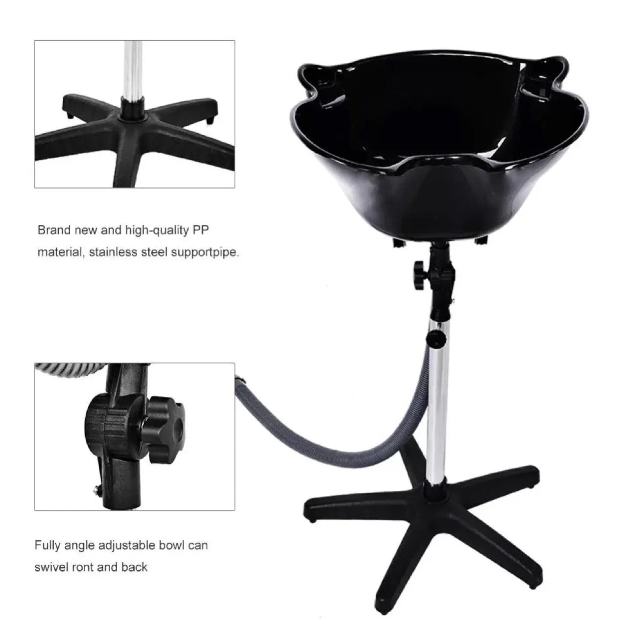 Portable Shampoo Bowl Salon Sink – Adjustable Height & Drain