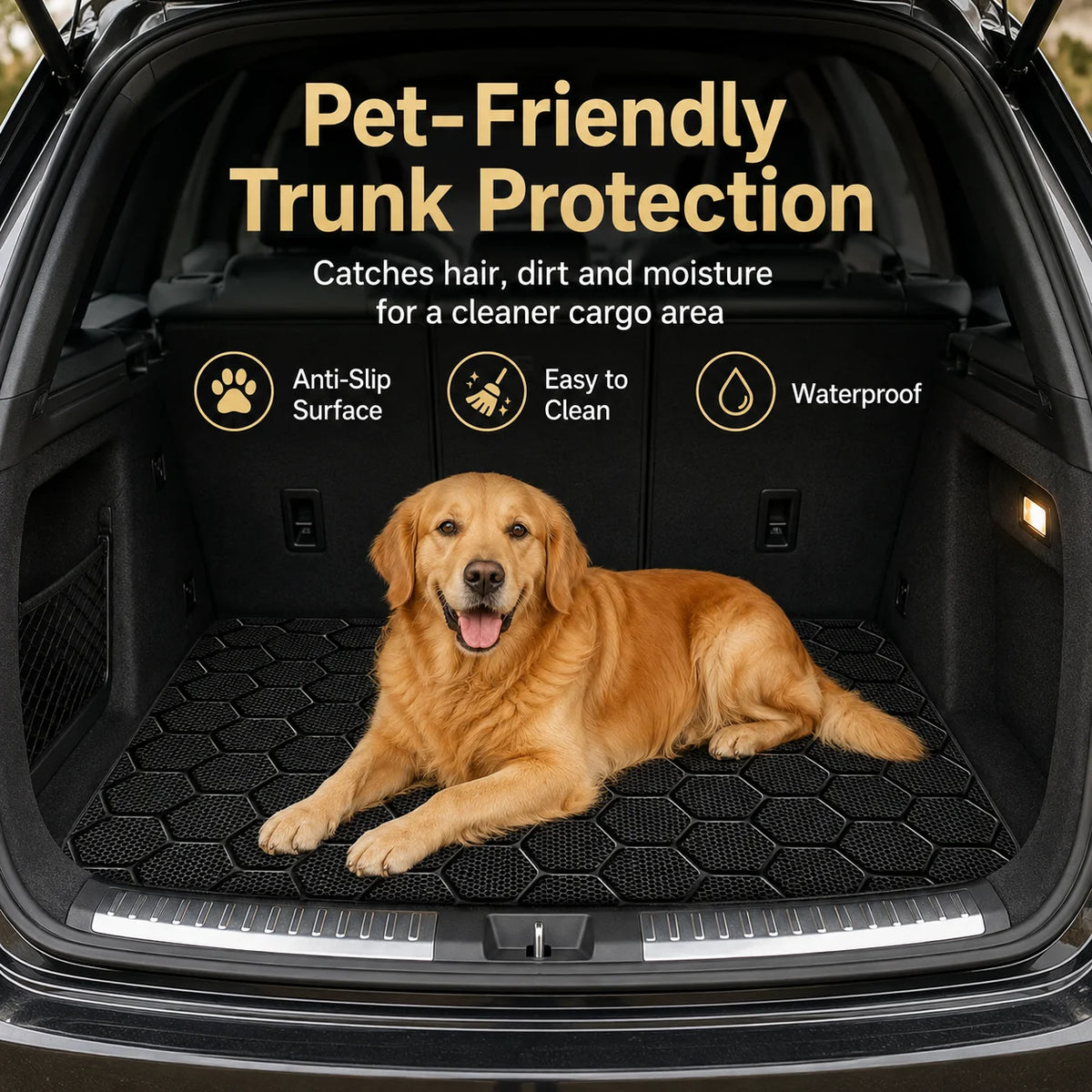 Black Hexagonal Car Trunk Mat | Waterproof Cargo Liner Car Cargo Liner QXL