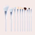 Ronshadow 10-Pc Makeup Brush Set | Transparent Handle Makeup Brush Set QXL Ombre Blue and White