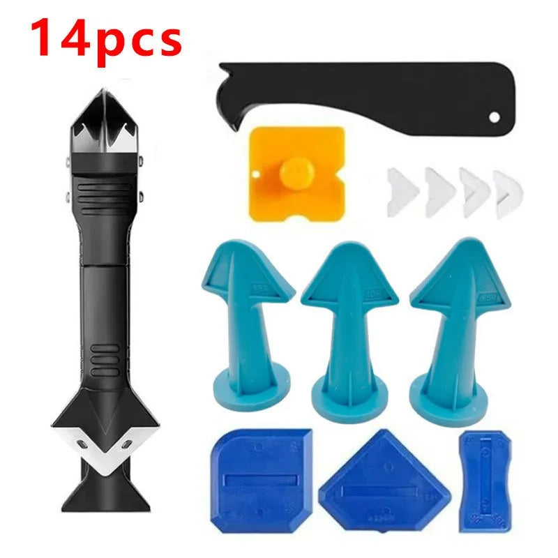 14-Piece Caulking Tool Kit | Sealant Remover & Grout Finisher Caulking Tool Kit QXL