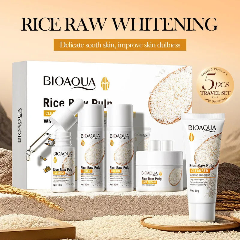 BIOAOUA 5-Pc Rice Extract Brightening Skincare Set Skincare Gift Set QXL