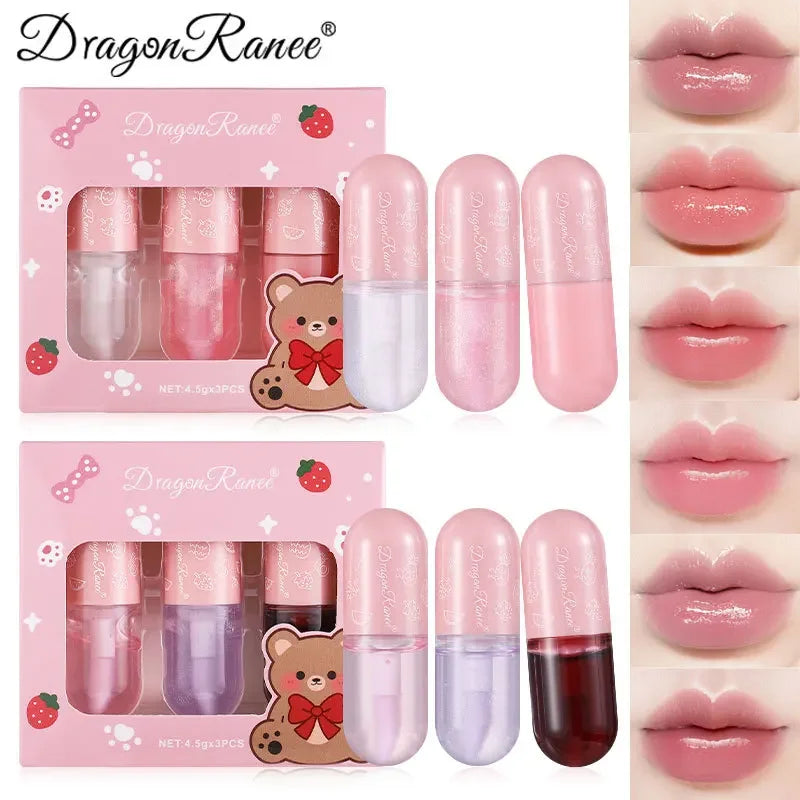 Dragon Ranee Pearly Lip Gloss Set | Mirror Glaze 3-Pc Lip Gloss Set QXL