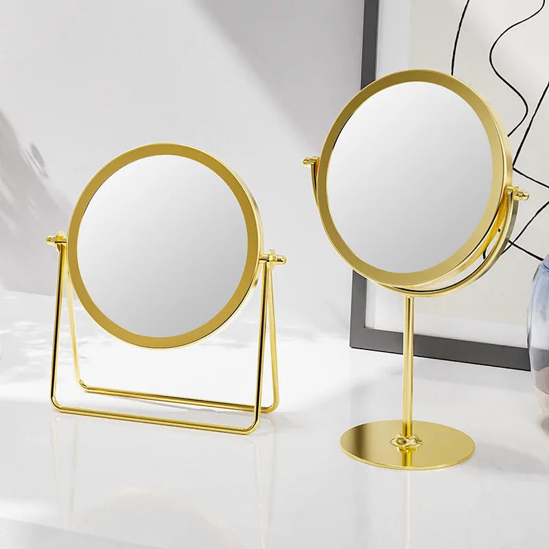 360° Rotating Desktop Vanity Mirror | Iron Frame, Gold & Black Desktop Vanity Mirror QXL