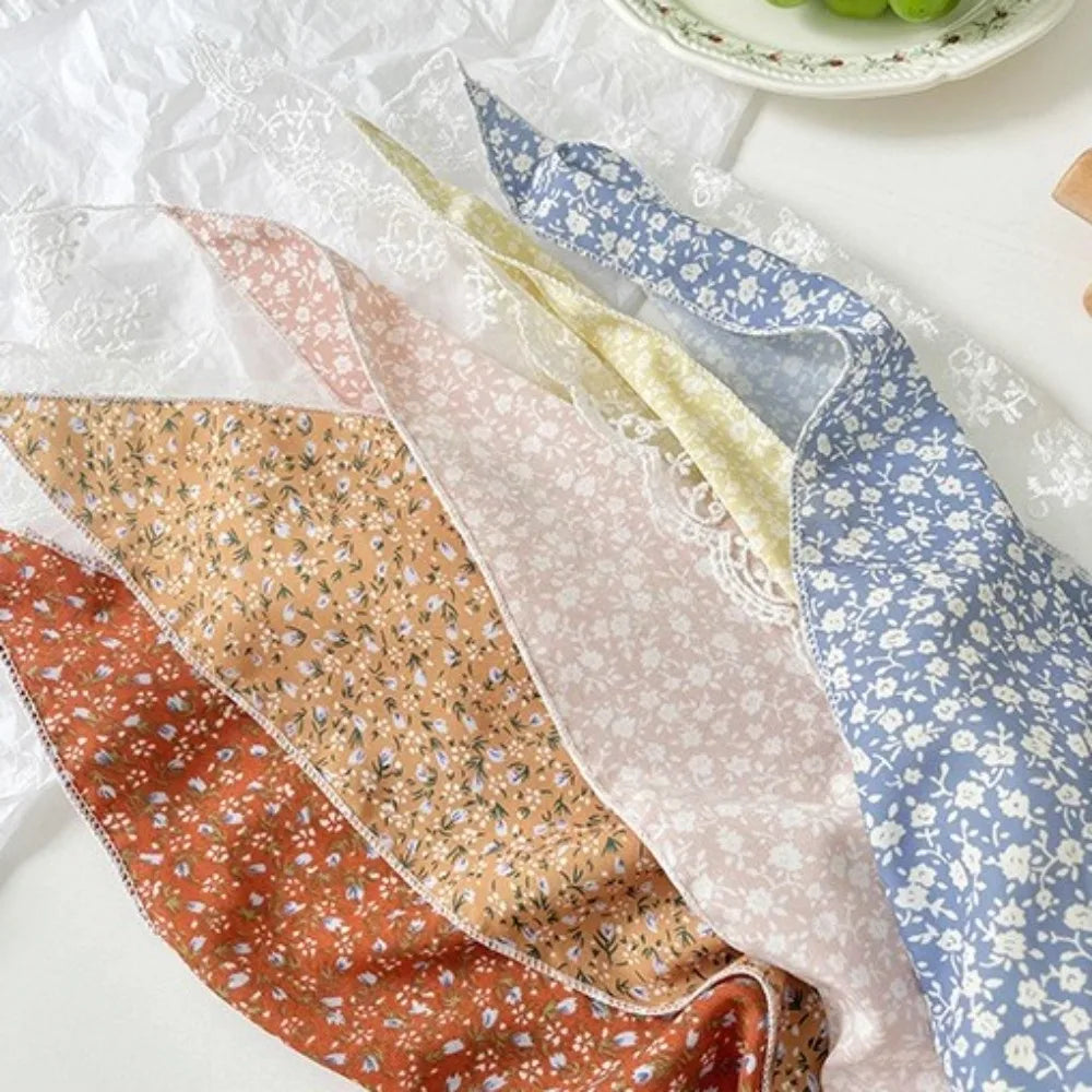 French Floral Triangle Scarf | Hair Turban Bandana for Women Hair Turban Scarf QXL