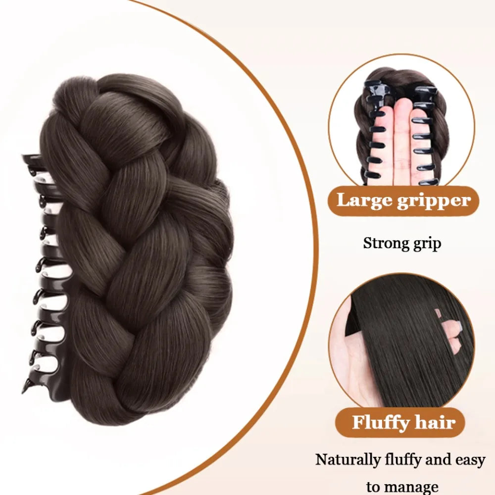 Synthetic Hair Bun Claw Clip | Fluffy Updo Hairpiece Clip-In Bun Hairpiece QXL