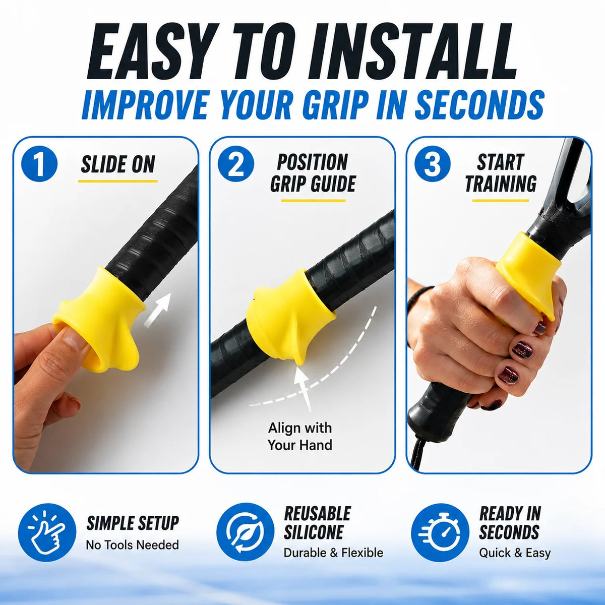 Silicone Tennis Racket Grip Trainer | Padel & Squash Aid Racket Grip Trainer QXL