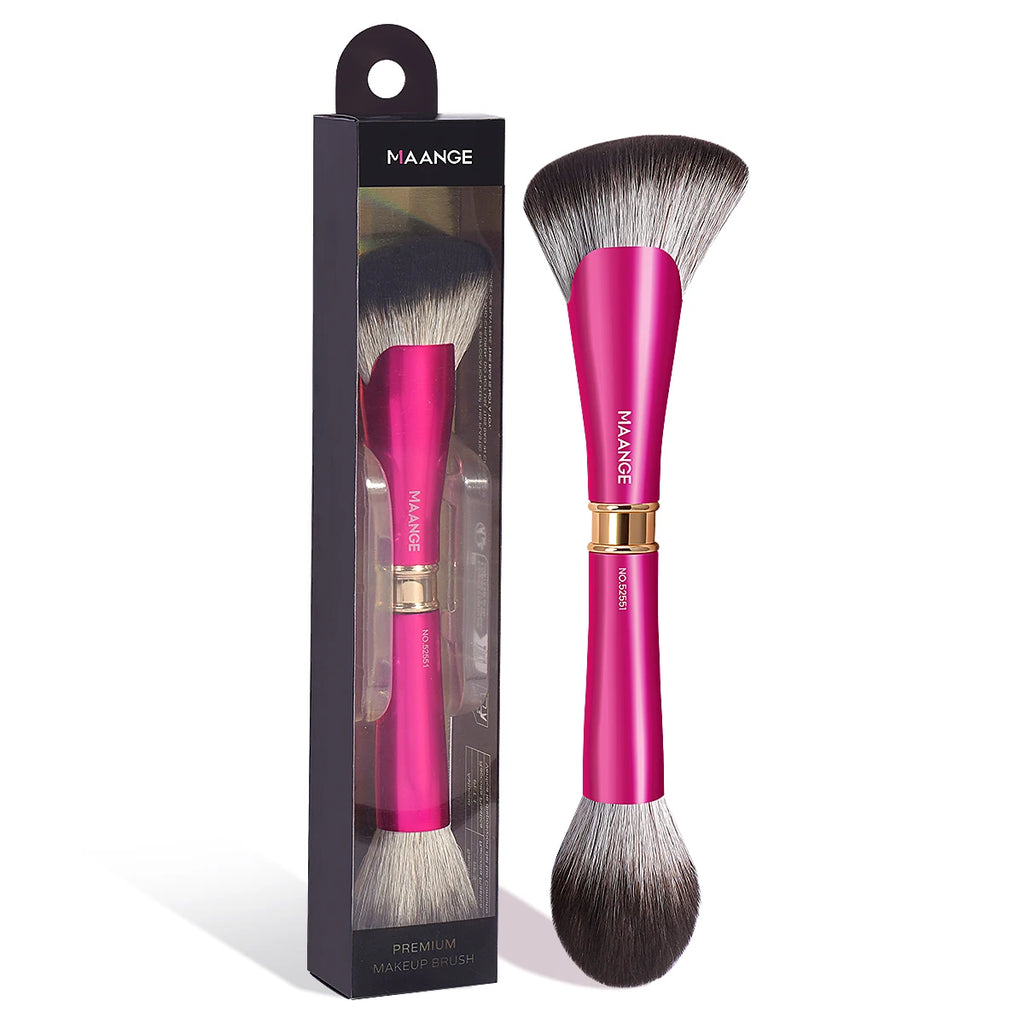 MAANGE Double-Ended Fan & Round Makeup Brush | Vegan Dual-Ended Makeup Brush QXL