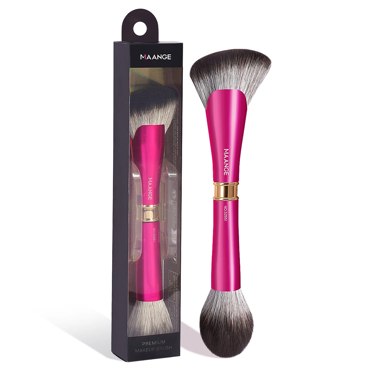 MAANGE Double-Ended Fan & Round Makeup Brush | Vegan Dual-Ended Makeup Brush QXL