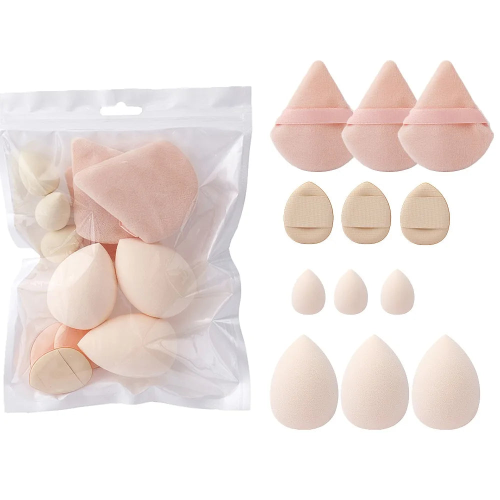 12-Pc Makeup Sponge Set | 4 Types Powder Puff & Blender Makeup Sponge Set QXL Skin