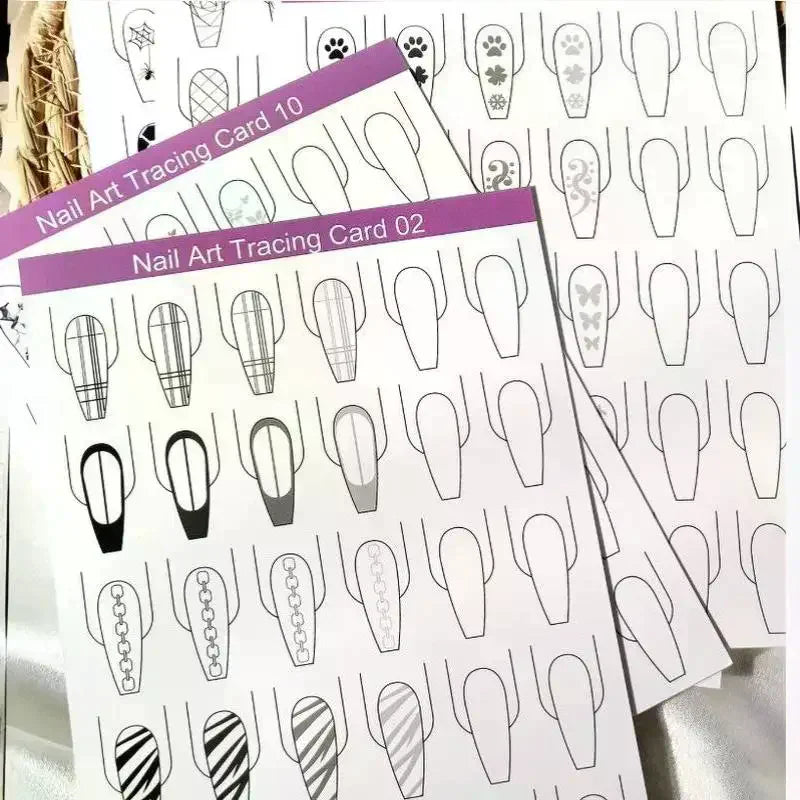 10-Pack Nail Art Practice Cards | 200+ Design Templates Nail Art Practice Cards QXL