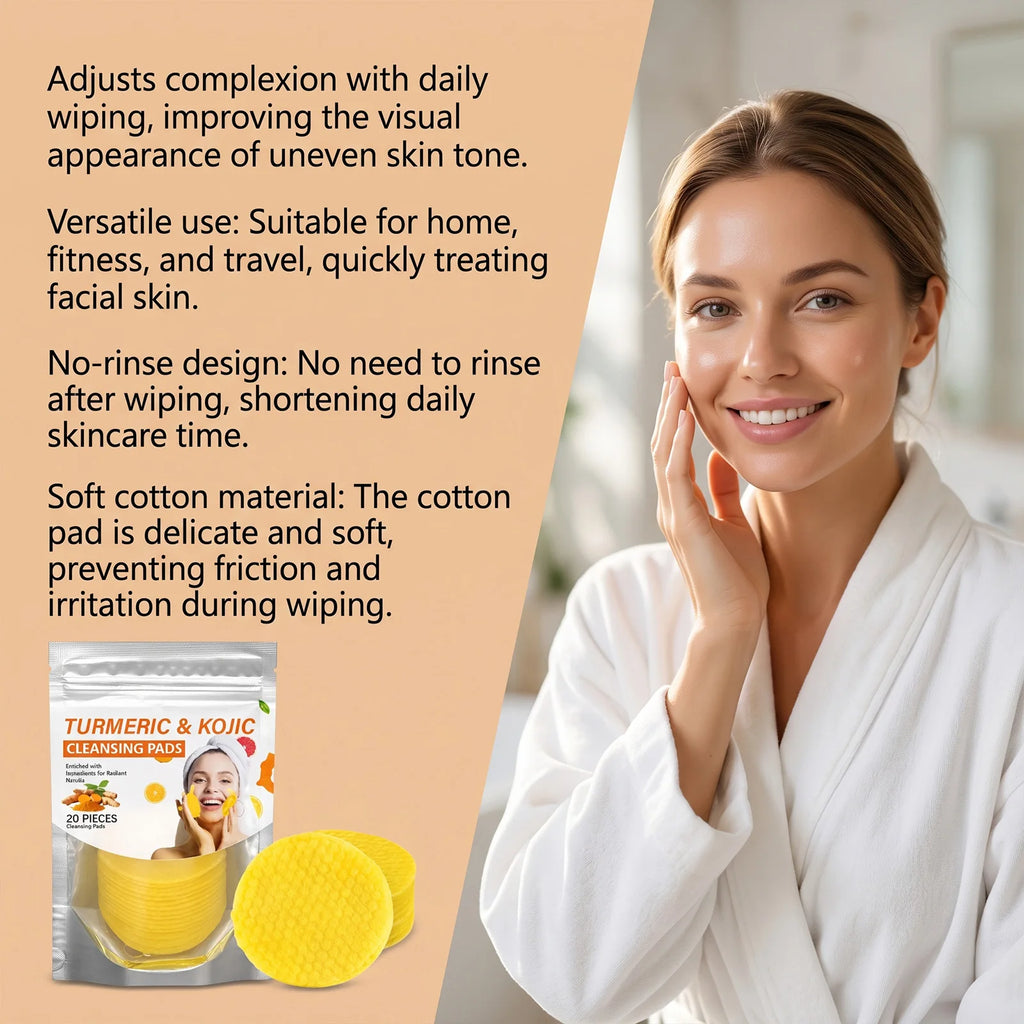 20-Pack Turmeric Cleansing Pads | Brighten & Hydrate Skin Facial Cleansing Pads QXL