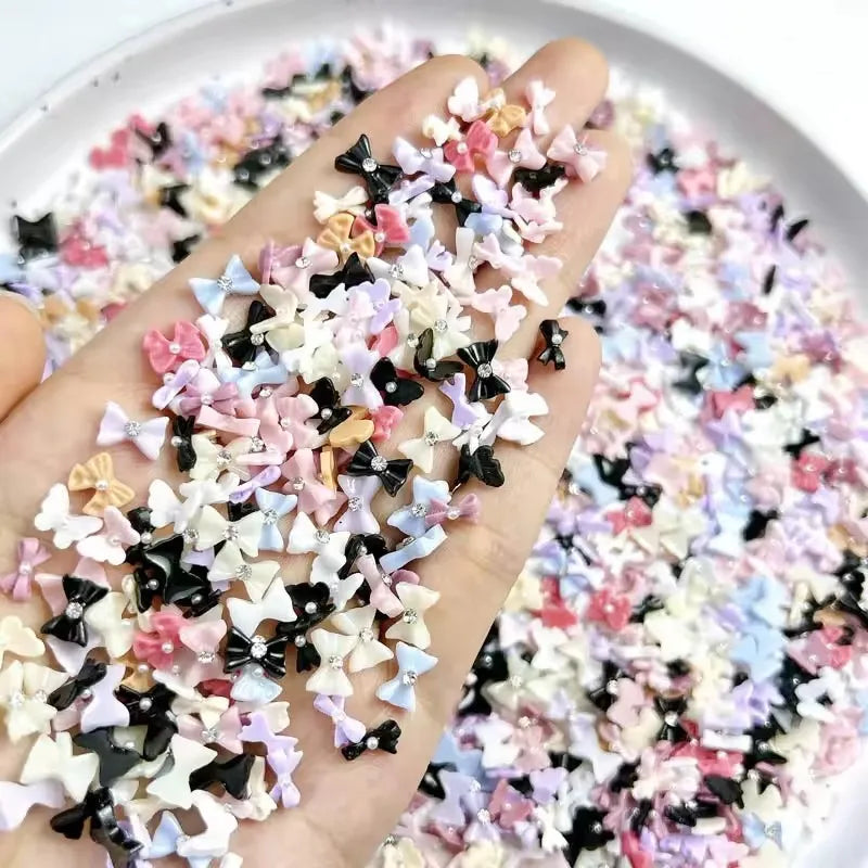 20-Pc 3D Bowtie Pearl Nail Charms | Mixed Color Resin Nail Art Nail Art Charms QXL 20pcs random2