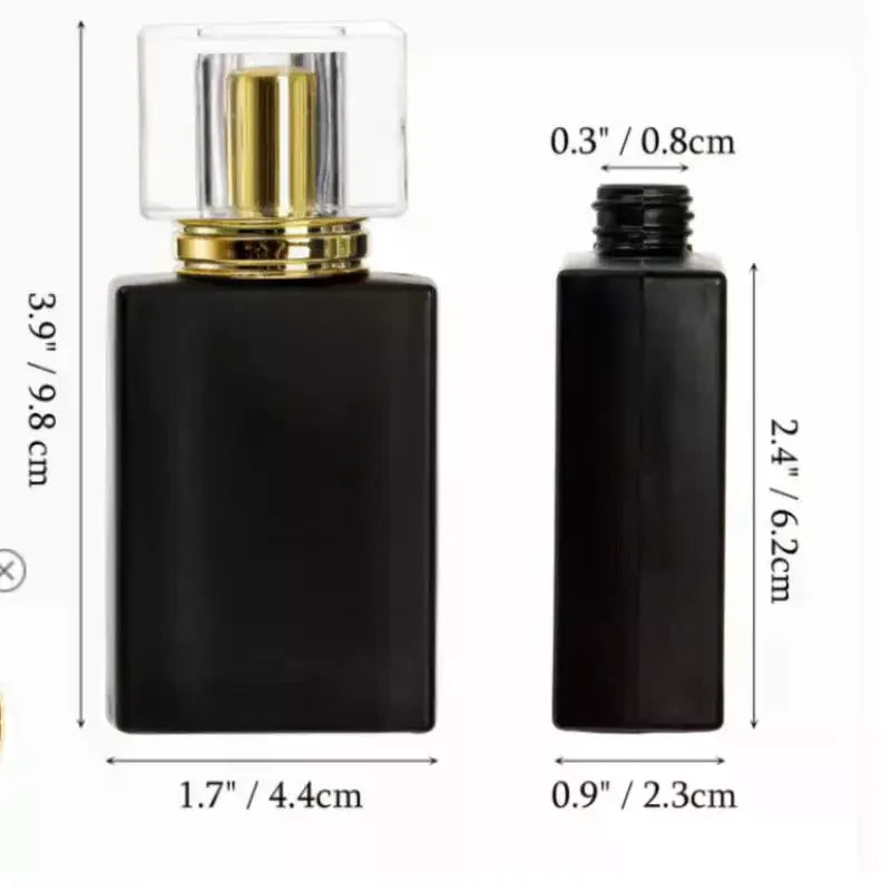 30/50ml Matte Black Glass Perfume Spray Bottle | Refillable Atomizer Perfume Spray Bottle QXL