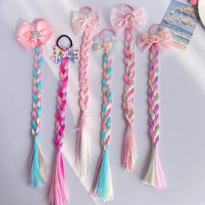 Girls Rainbow Mermaid Crochet Braid Hair Extensions – Colorful Braid Hair Extensions QXL