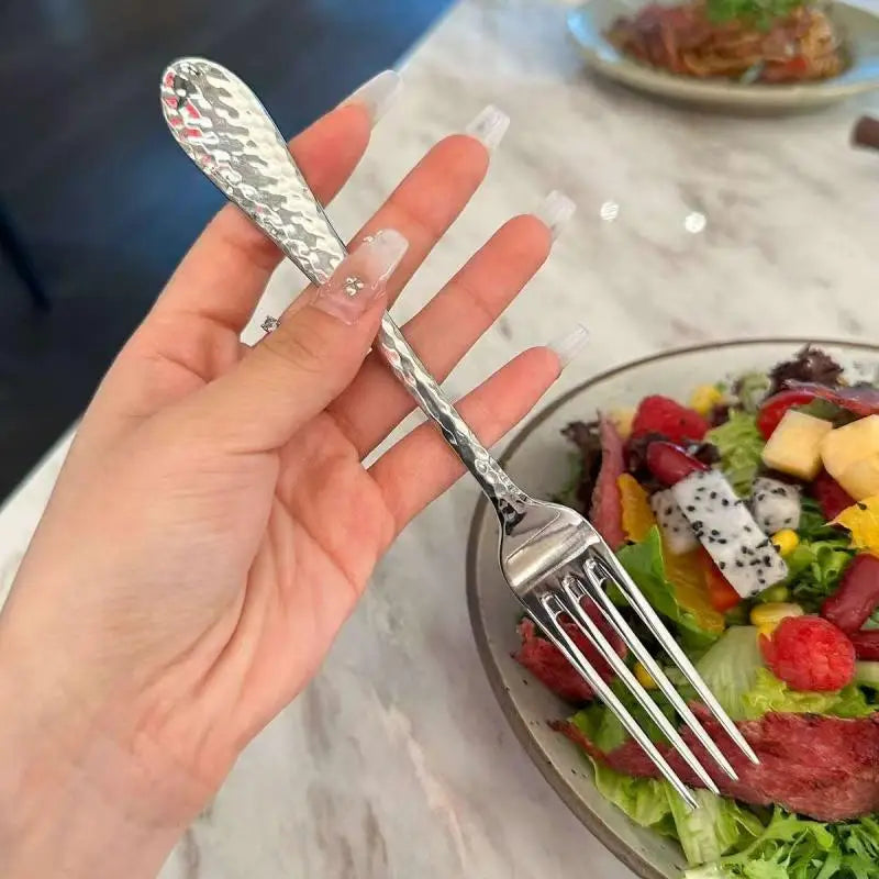 Korean Stainless Steel Dinner Fork | 18cm Four-Tine Table Fork Stainless Steel Fork QXL