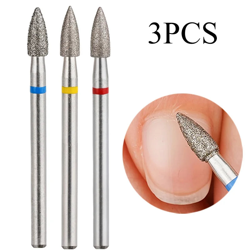 FUMOSIK 3-Pack Diamond Nail Drill Bits | Gel Remover Set Nail Drill Bits QXL Kit-3PCS