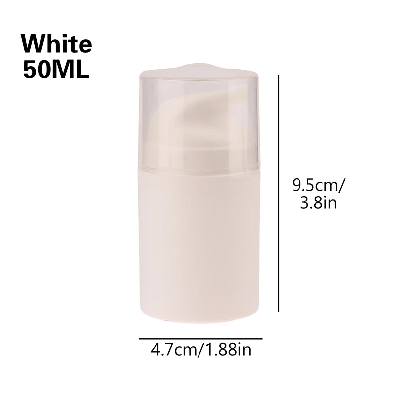 50/100ml Airless Vacuum Press Lotion Bottle | Refillable Cosmetic Vacuum Pump Bottle QXL 50ML White