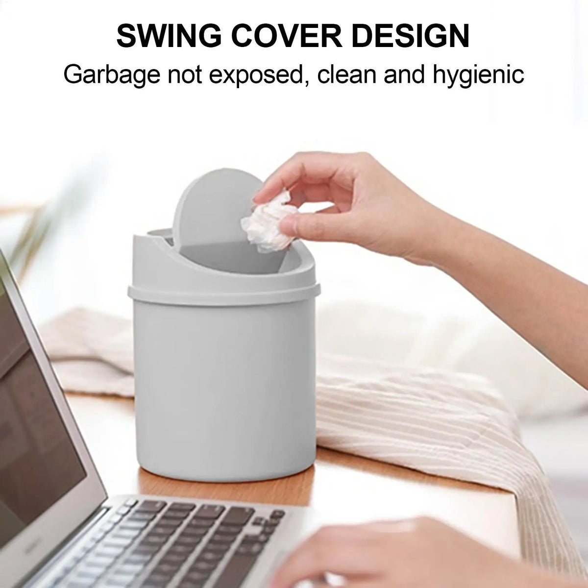 Mini Desktop Trash Can with Flip Lid | Portable Wastebasket Desktop Trash Can QXL
