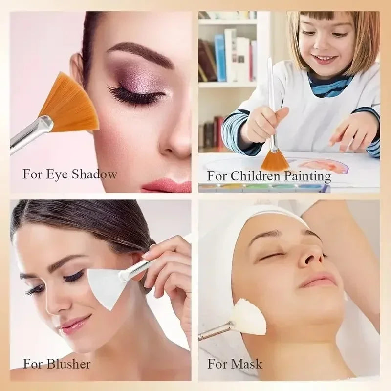 Fan Shape Face Mask Applicator Brushes | 3, 6 or 12 Pack Face Mask Brush Set QXL