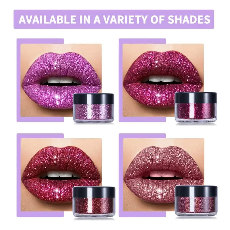 VERONNI 4-Color Glitter Lip Kit with Base & Brush Glitter Lip Kit QXL