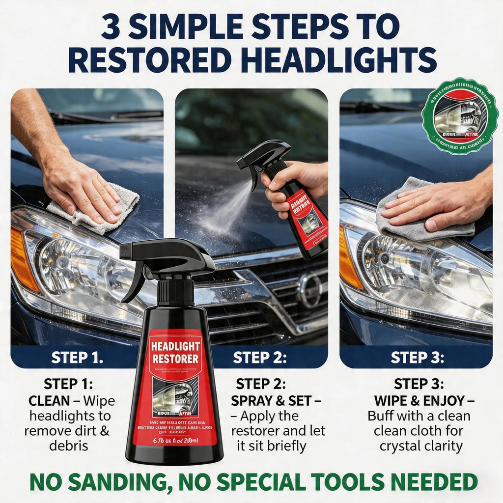 Car Headlight Restoration Spray – Remove Fog & Yellowing Headlight Restoration Spray QXL