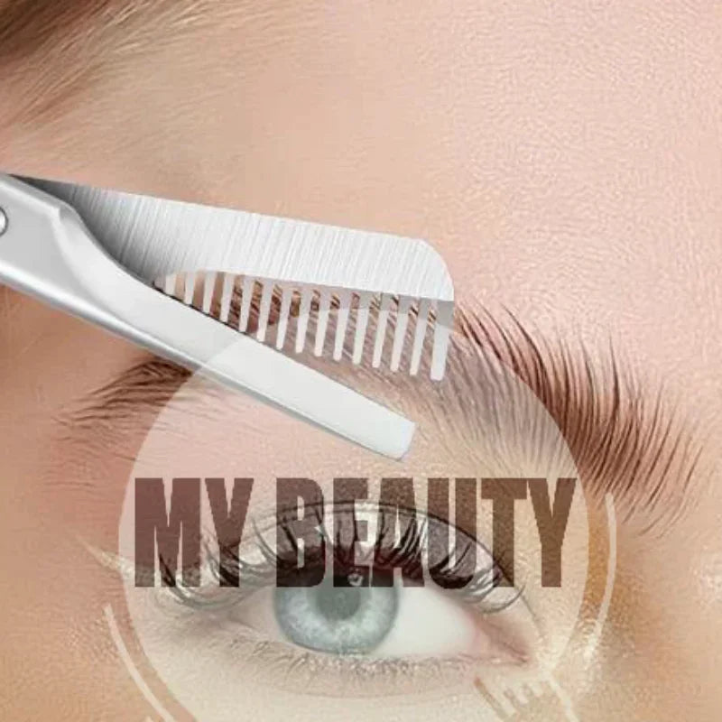 Stainless Steel Eyebrow Scissors with Fixed Comb – Shaping Tool Eyebrow Scissors QXL Default Title