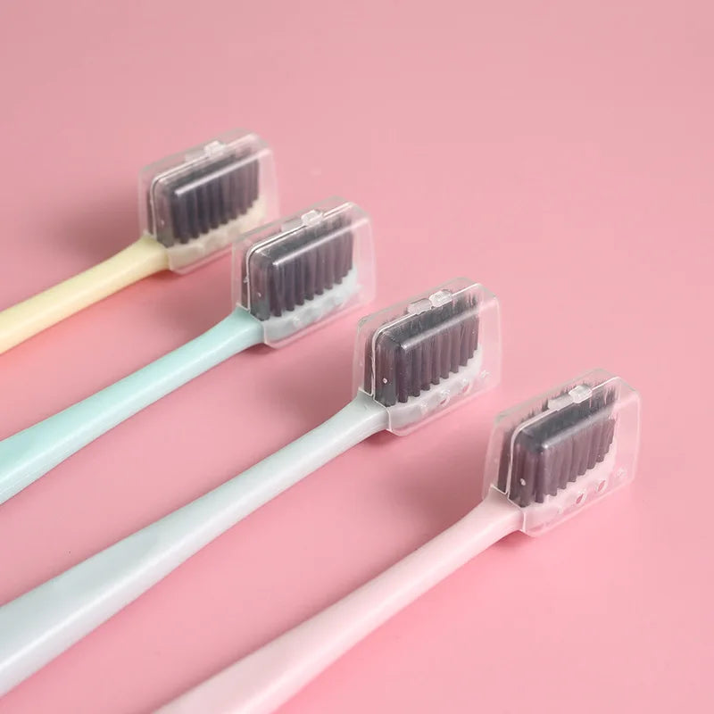 4-Pack Adult Soft Bristle Wide Head Toothbrushes | Macaron Manual Toothbrush QXL