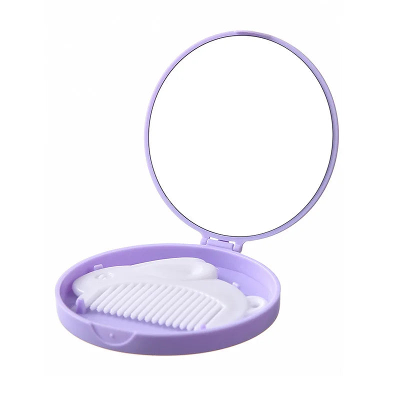 Rabbit Compact Pocket Mirror & Comb Set | Cute Mini Travel Compact Pocket Mirror QXL