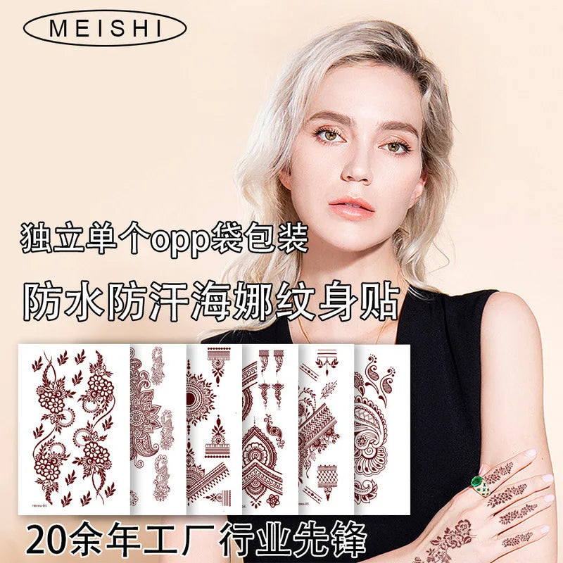 Brown Henna Mandala Temporary Tattoo Stickers – Hand & Finger Temporary Tattoo Stickers QXL